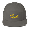 Death // 5 Panel Hat // Gold Embroidery