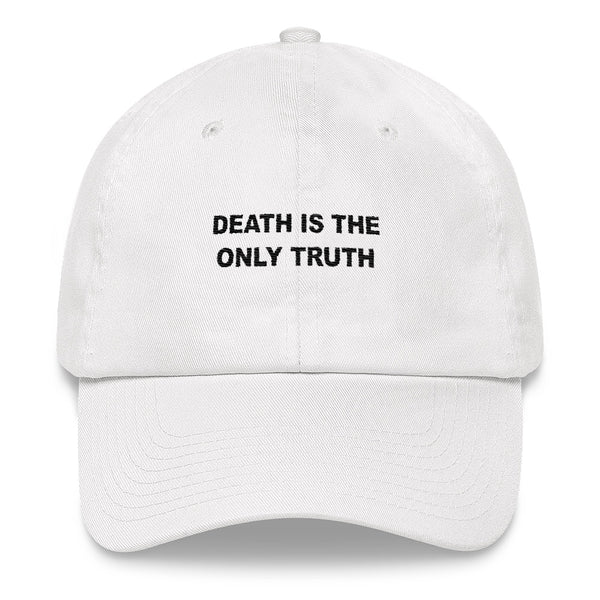 Death Is The Only Truth // Unstructured Cotton Twill Hat // White