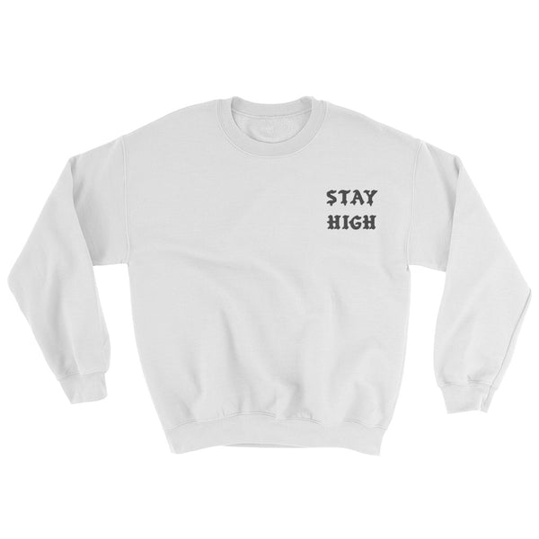 STAY HIGH // EMBROIDED LOGO // WHITE SWEATER